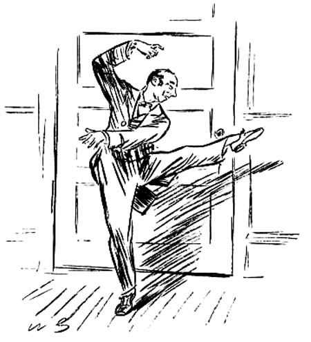 He stood on one leg, and softly whispered,
“Houp-là!”
