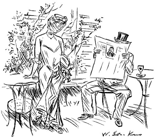 He took a seat close to where Madame
Vernet was standing