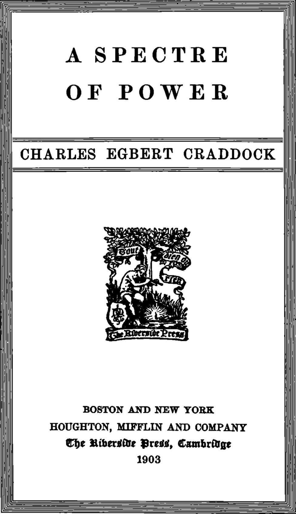 Title page of the book A Spectre of Power.