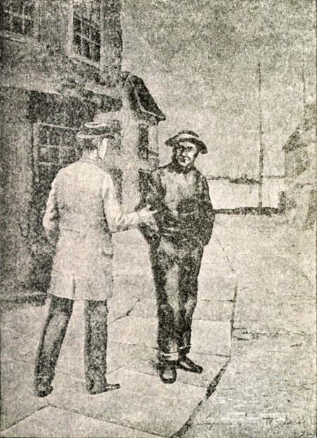 Two men talking on the street