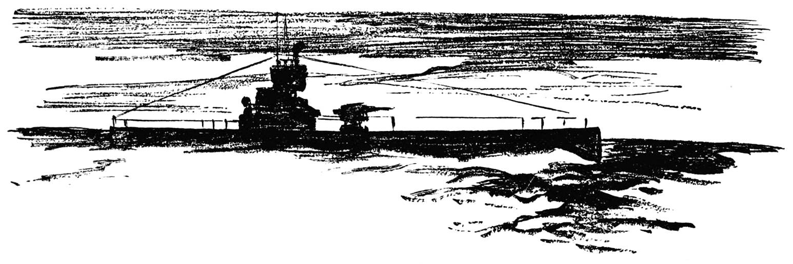 A submarine cruising on the surface.