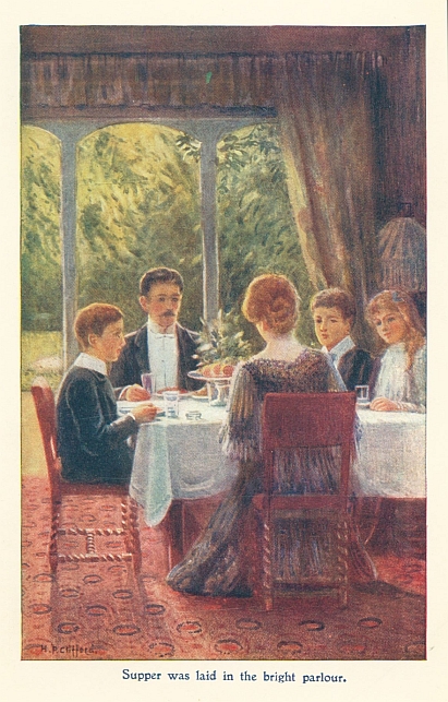 Supper was laid in the bright parlour.