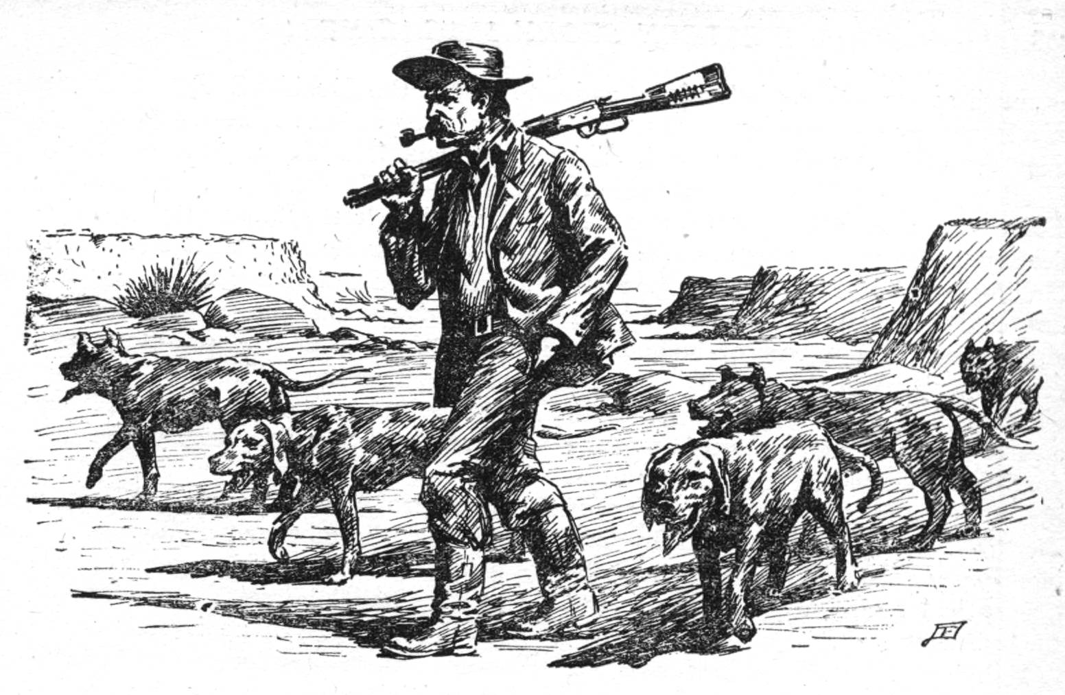 man with his dogs