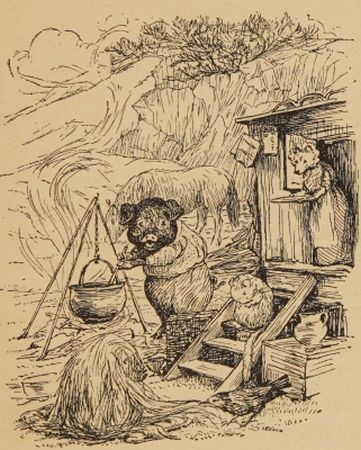 Dormouse sat on the step of the caravan
