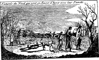 Indians of the North leaving in the winter with their
families for a hunt